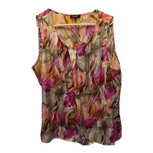 Elementz Women's Pink Floral Sleeveless Pleated Blouse - Size XL